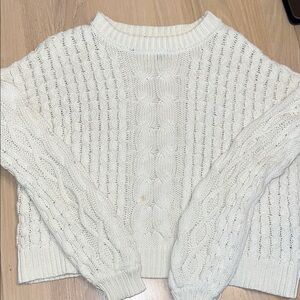White cable knit sweater
